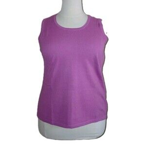 NWOT DENIM CO Womens 1X Jersey Knit Sleeveless Solid Purple Tank Top A92006